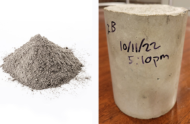 ready-mix green cement and poured cylinder